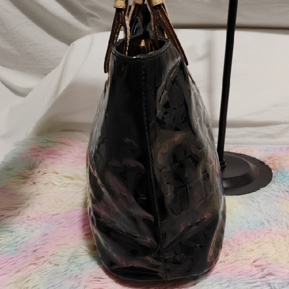 Authentic Michael Kors Black & Tan Jet Set Patent Tote W Glossy Finish - Picture 6 of 13